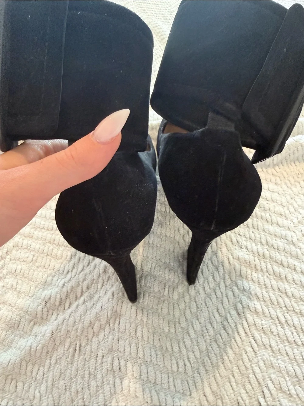 Celine Black Suede Platform Pumps with Buckle Ankle Cuffs